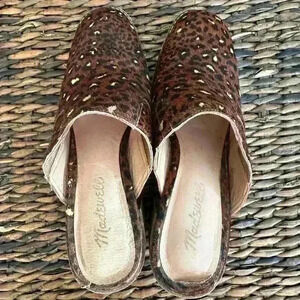 Womans Real Fur Slip-On Heels Mules Fall Animal Print Back To School l SIZE 7